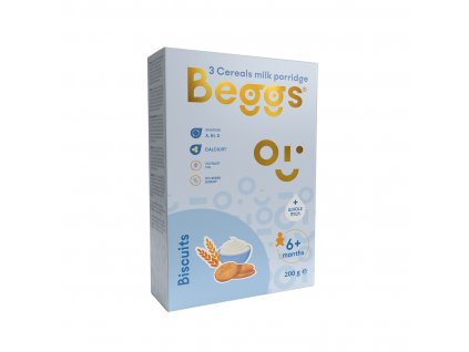 Beggs Mléčná 3 zrnná kaše se sušenkami (200g)