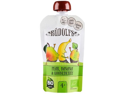 Rudolfs BIO kapsička Hruška, banán, angrešt (110g)