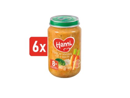 HAMI masozeleninový příkrm Vývar se zeleninou, rýží a telecím 6x200g