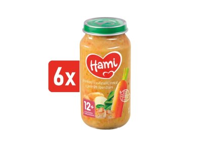 HAMI masozeleninový příkrm Brambory s kuřetem, mrkví a jemným špenátem 6x250g