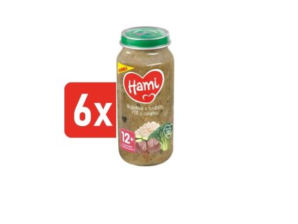 HAMI masozeleninový příkrm Brokolice s hovězím, rýží a cuketou 6x250g