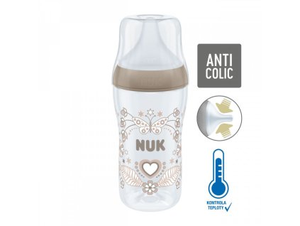 NUK Perfect Match láhev s kontrolou teploty 260ml hnědá