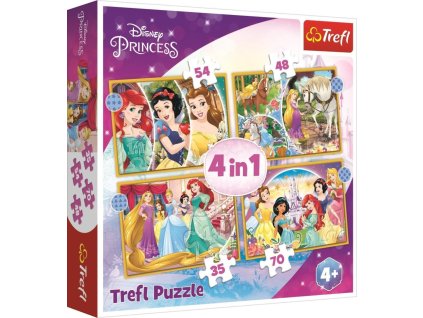 TREFL Puzzle 4v1 Disney princezny Šťastný den