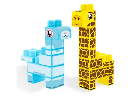 WADER Stavebnice Baby Blocks Safari Žirafa a lama 1