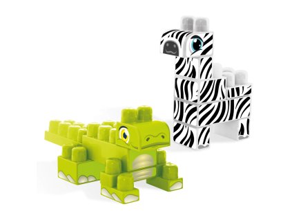 WADER Stavebnice Baby Blocks Safari Krokodýl a zebra