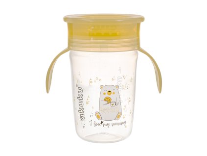 Akuku Dětský nevylévací hrneček 360° 240ml - žlutý