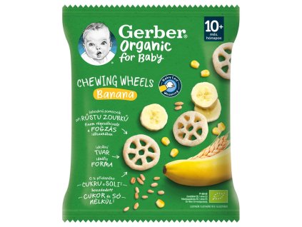 GERBER Organic křupavá kolečka s banánem 28g