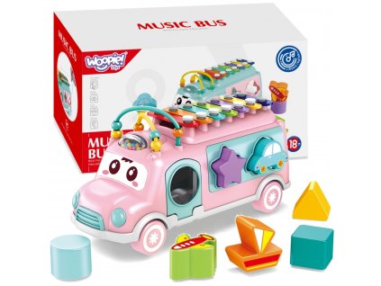 WOOPIE Auto vkládačka s xylofónem Růžové