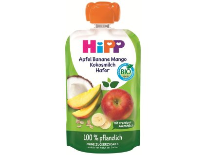 HiPP BIO 100% rostlinné Jablko - Banán - Mango - Kokos - Oves 100g
