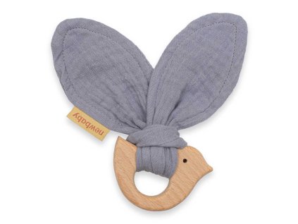 New Baby Dětské kousátko s ptáčkem Bird grey