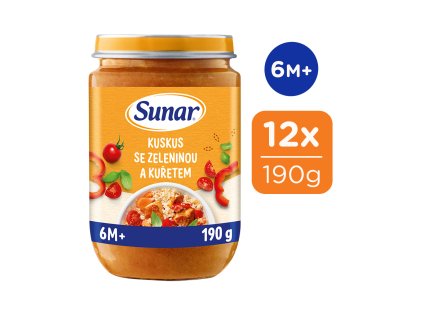 Sunar příkrm Kuskus se zeleninou a kuřetem 6m+, 12x190g