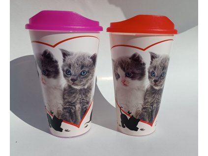 TVAR Dětský kelímek s víčkem 400ml Koťata