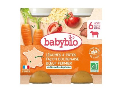BABYBIO Boloňské těstoviny s farmářským hovězím masem (2x200g)