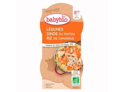BABYBIO Zelenina s krůtím masem a rýží (2x200g)