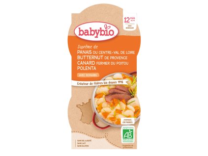 BABYBIO Pastinák s máslovou dýní, kachnou a polentou (2x200g)