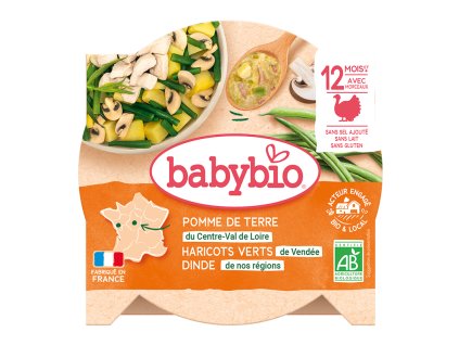 BABYBIO Brambory a fazolky s krůtími plátky 230g