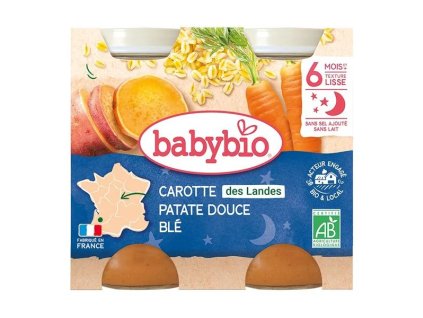 BABYBIO Mrkev, sladké brambory a pšenice (2x200g)