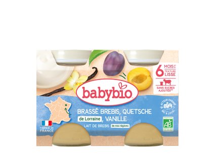 BABYBIO Brassé Svačinka z ovčího mléka švestky vanilky (2x130g)