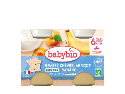 BABYBIO Brassé Svačinka z kozího mléka meruňka a banán (2x130g)