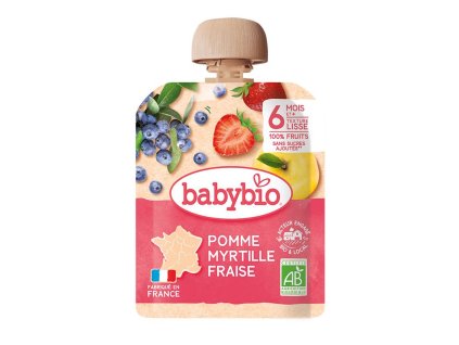 BABYBIO Kapsička jablko, borůvky, jahody 90g