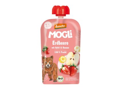 MOGLi BIO Jahodová kapsička s jablkem a banánem 100g