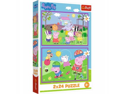 TREFL Puzzle Prasátko Peppa 2x24 dílků Peppa na hřišti