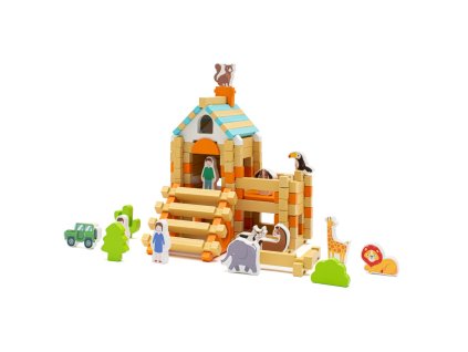 Baby Mix Dřevěné stavební kostky Montessori
