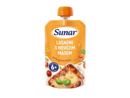 Sunar příkrm lasagne s hovězím masem 6m+, 120g