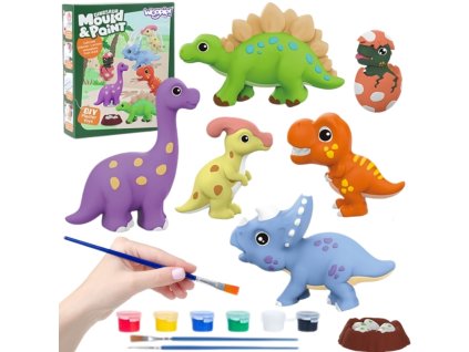 WOOPIE Kreativní sada Sádrové figurky s barvami Dinosauři