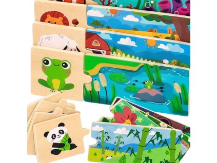 Viga Dřevěné puzzle Logická skládačka se zvířaty