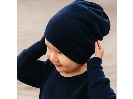 Kojenecká čepice Merino tmavě modrá