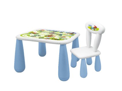 MALTEX Dětská sada LUNA stoleček a židlička Šmoulové modrá