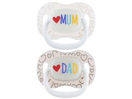 Canpol babies udlík svítící silikonový symetrický LOVE MUM&DAD 6-18m (2ks)