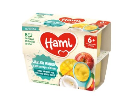 HAMI ovocný příkrm Jablko, mango a kokosové mléko 4x95g