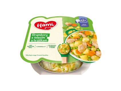 HAMI masozeleninový talířek Brambory s telecím a hráškem 230g