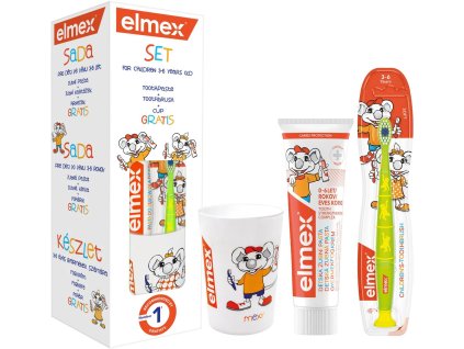 Elmex dětský set zubní pasta, zubní kartáček a kelímek 2 6 let zelený