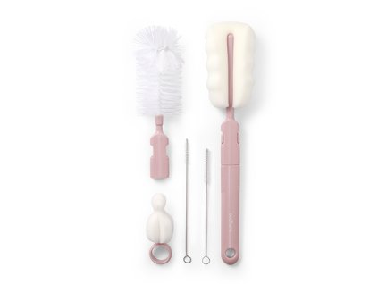 Babyono Sada kartáčů na čištění lahví a saviček růžová