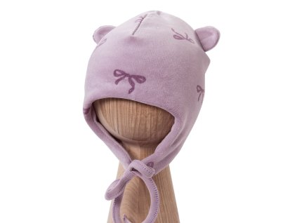 Dětská velurová čepice LITTLE JOY fialová