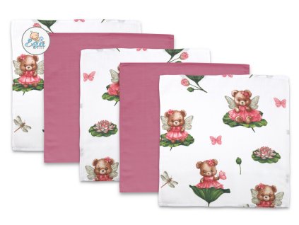 Ega Kids Mušelínové ubrousky (5ks) Medvídek a květiny