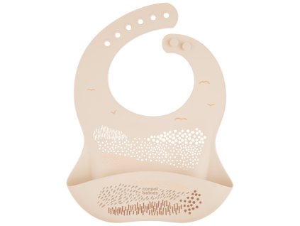 Canpol babies Silikonový bryndák s kapsou MOUNTAINS krémový