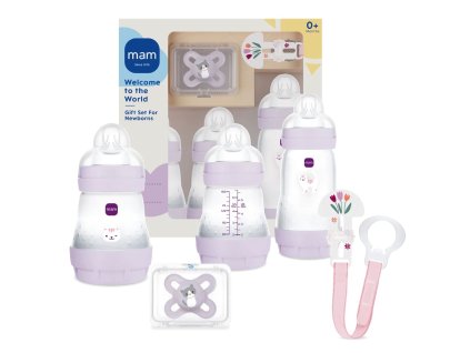 MAM Dárkový set pro novorozence Welcome to the World fialový