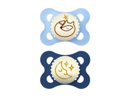 MAM Dudlík silikonový Original Night 0-6m (2ks) - modrý/tmavě modrý