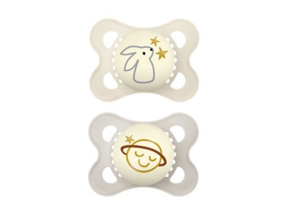 MAM Dudlík silikonový Original Night 0-6m (2ks) - béžový/šedý