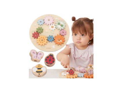 Viga Dřevěná Montessori Ozubená kola barevná