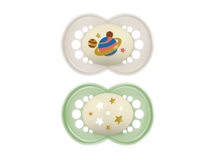 MAM Dudlík silikonový Original Night 6-16m (2ks) - šedý/zelený