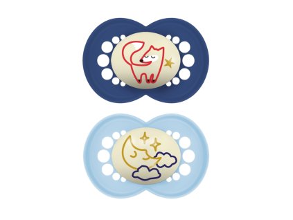 MAM Dudlík silikonový Original Night 16+m (2ks) - tmavě modrý/světle modrý