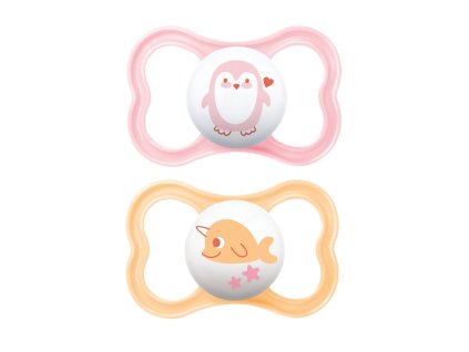 MAM Dudlík silikonový AIR 6+m (2ks) - růžový/oranžový