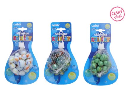 Cvrnkací skleněné kuličky 26ks