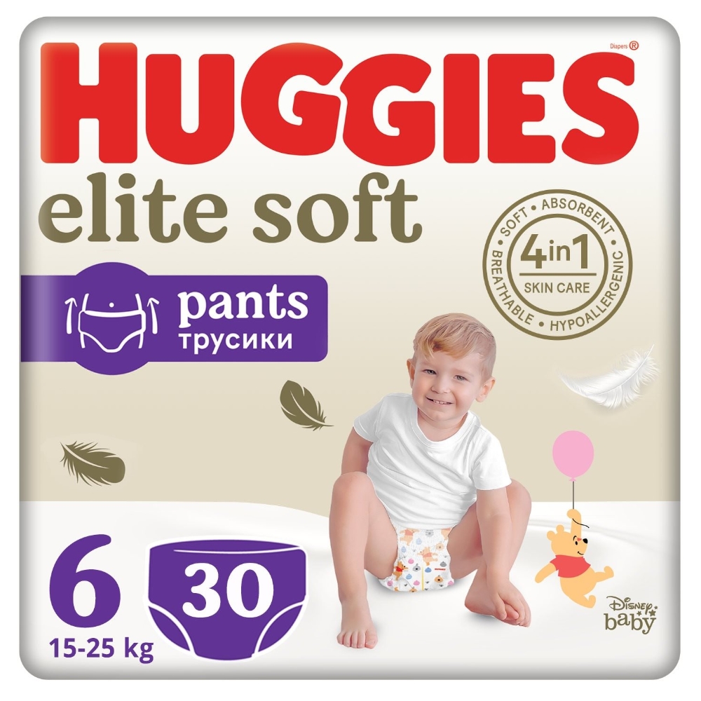 Levně HUGGIES Elite Soft Pants 6, 15-25 kg, 30 ks