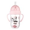 Canpol babies Nevylévací hrneček se slámkou a závažím EXOTIC ANIMALS 270ml růžový 2